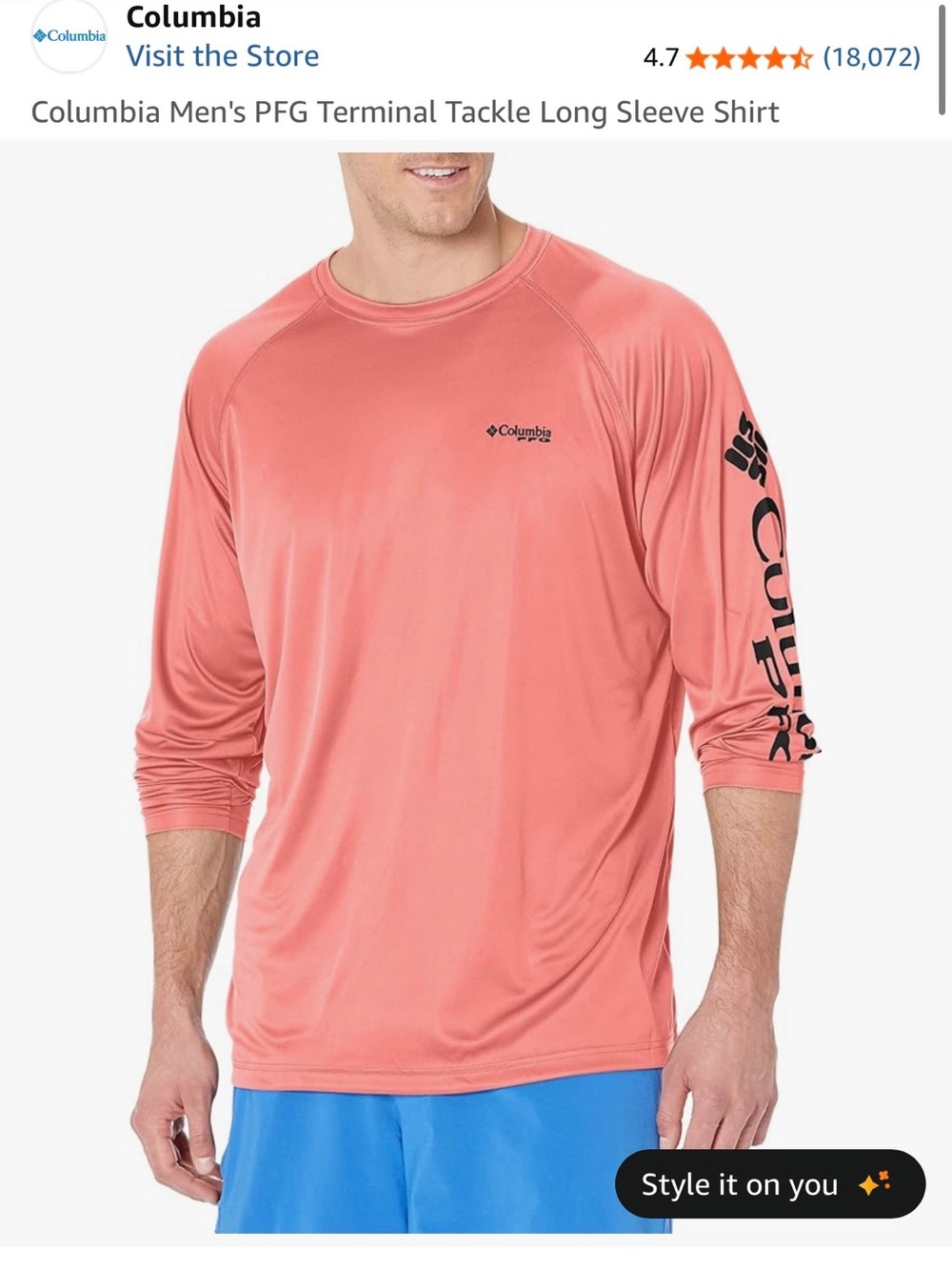 Men’s Columbia Terminal Tackle PFG long sleeve UPF Shirt - Sorbet/Black- Medium